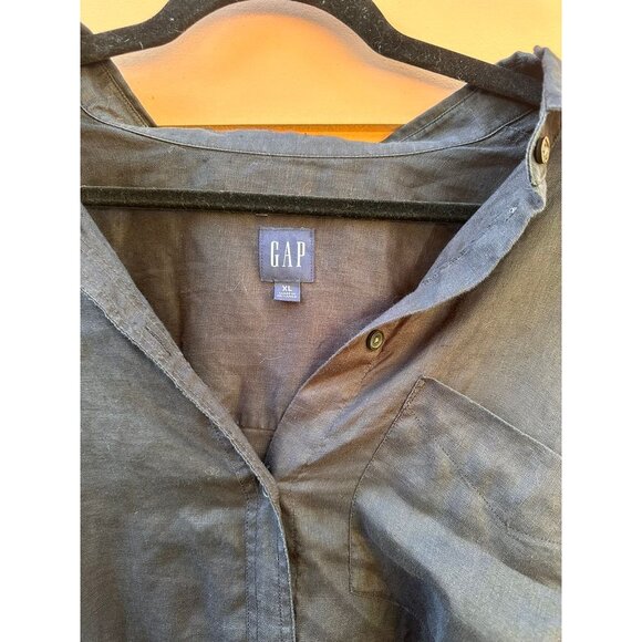 Gap 100% Linen Black Tunic Blouse - Picture 6 of 6